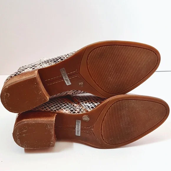 Gianni Bini Light Tan Snakeskin Ankle Booties Womens 8 Low Heel Boots - Picture 11 of 14